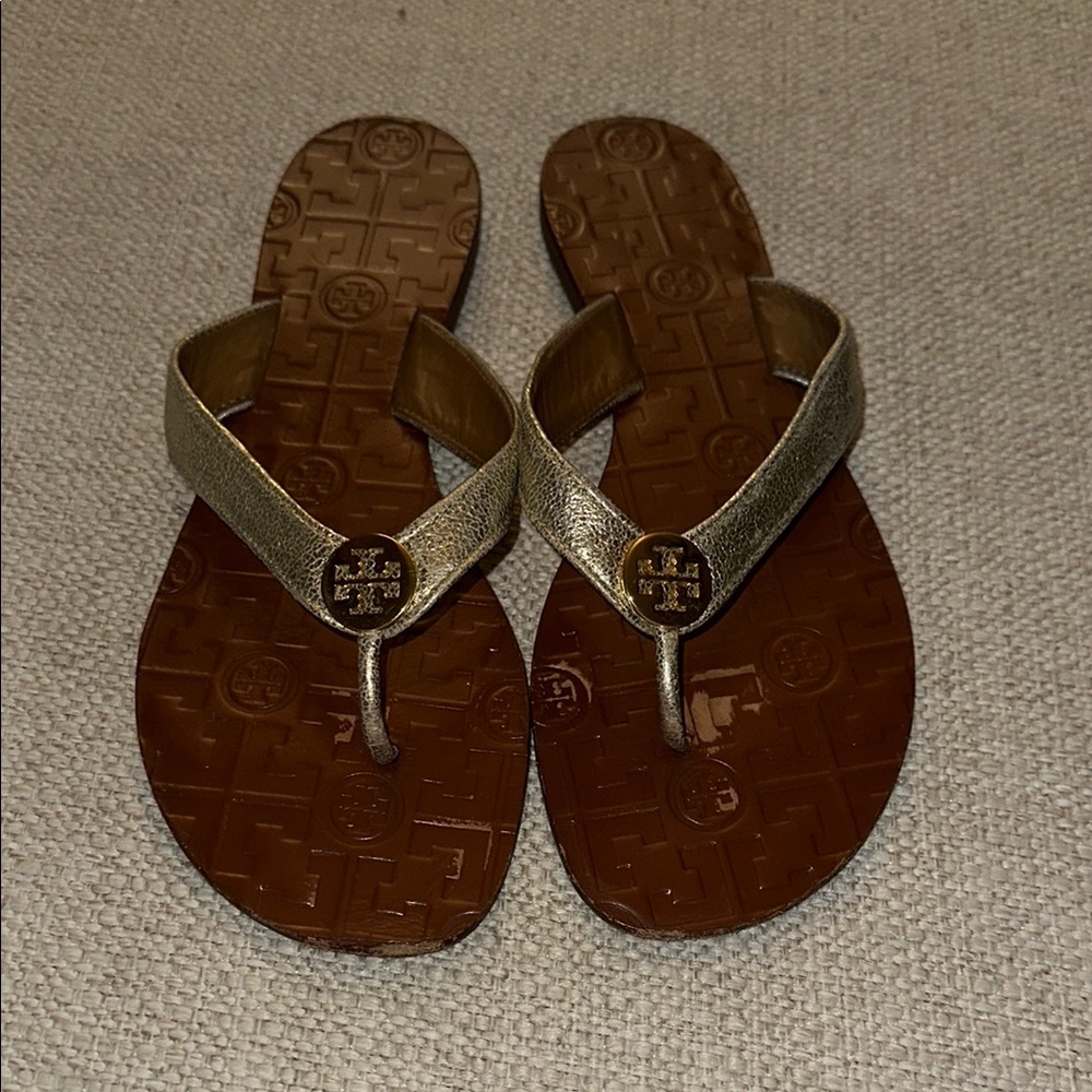 Tory Burch Gold emblem sandals